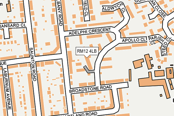 RM12 4LB map - OS OpenMap – Local (Ordnance Survey)