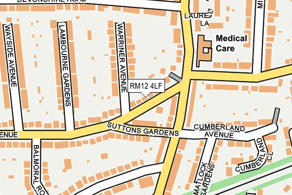 RM12 4LF map - OS OpenMap – Local (Ordnance Survey)