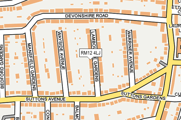 RM12 4LJ map - OS OpenMap – Local (Ordnance Survey)