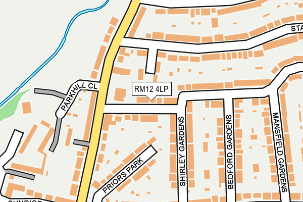 RM12 4LP map - OS OpenMap – Local (Ordnance Survey)