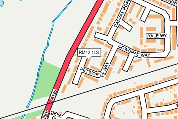 RM12 4LS map - OS OpenMap – Local (Ordnance Survey)