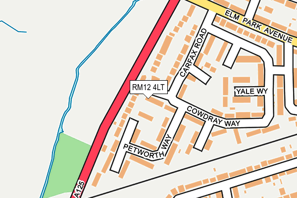 RM12 4LT map - OS OpenMap – Local (Ordnance Survey)