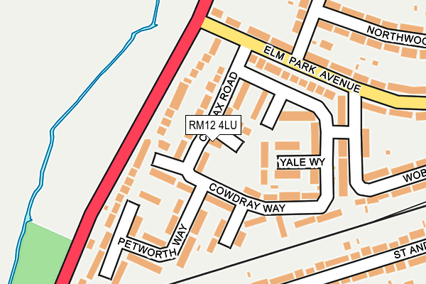RM12 4LU map - OS OpenMap – Local (Ordnance Survey)