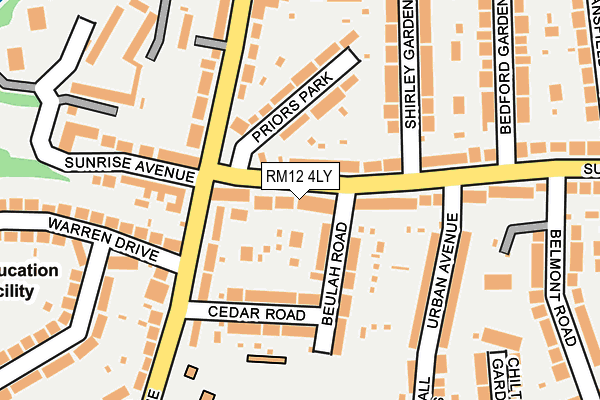RM12 4LY map - OS OpenMap – Local (Ordnance Survey)