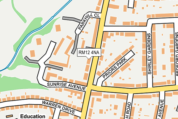 RM12 4NA map - OS OpenMap – Local (Ordnance Survey)