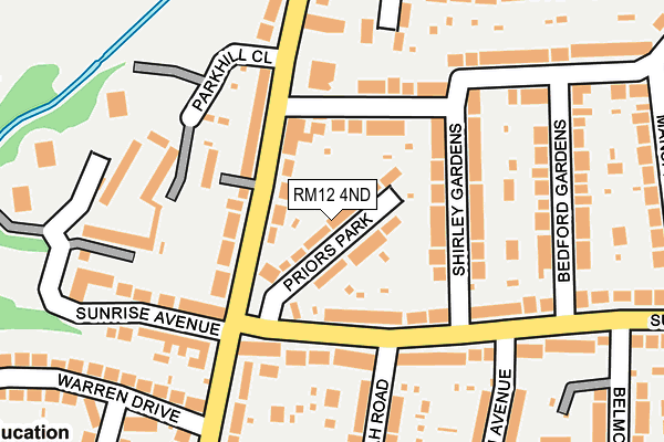 RM12 4ND map - OS OpenMap – Local (Ordnance Survey)
