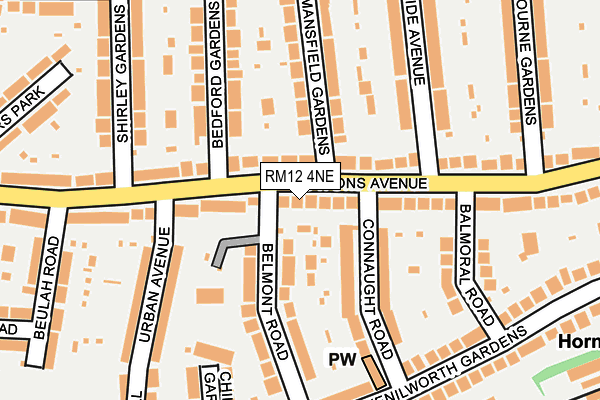 RM12 4NE map - OS OpenMap – Local (Ordnance Survey)