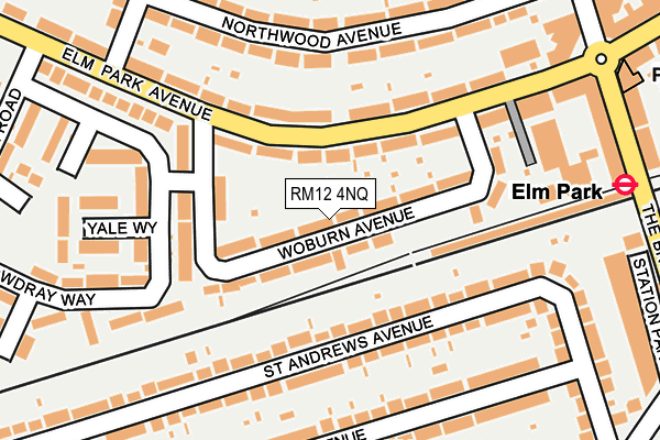 RM12 4NQ map - OS OpenMap – Local (Ordnance Survey)