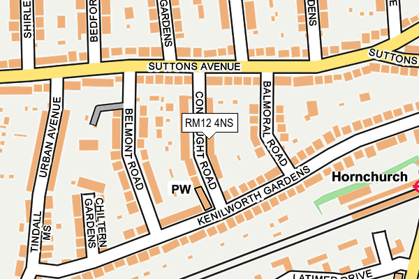 RM12 4NS map - OS OpenMap – Local (Ordnance Survey)