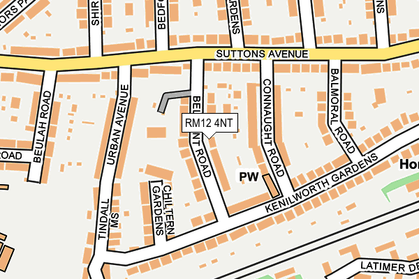 RM12 4NT map - OS OpenMap – Local (Ordnance Survey)