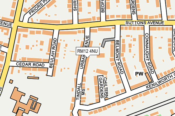 RM12 4NU map - OS OpenMap – Local (Ordnance Survey)
