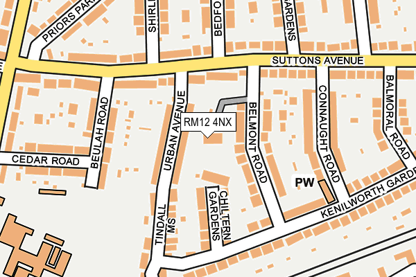 RM12 4NX map - OS OpenMap – Local (Ordnance Survey)