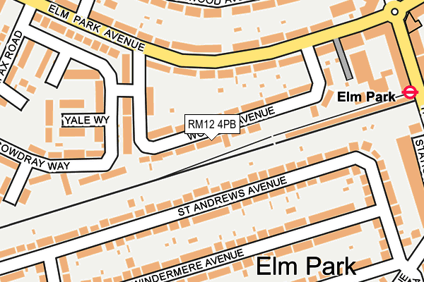 RM12 4PB map - OS OpenMap – Local (Ordnance Survey)