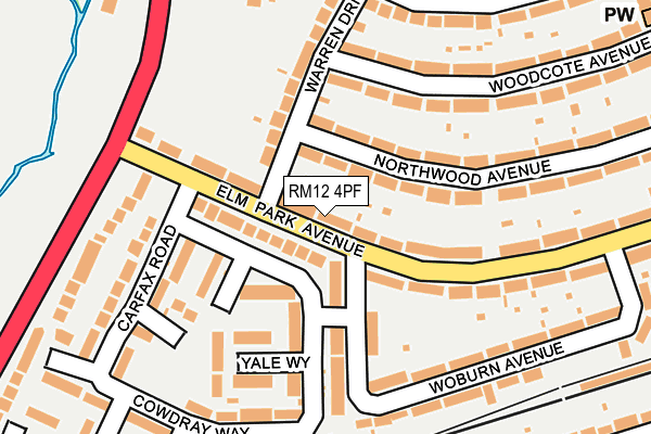 RM12 4PF map - OS OpenMap – Local (Ordnance Survey)