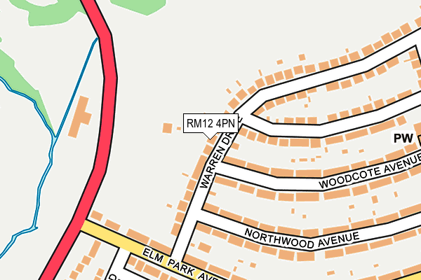 RM12 4PN map - OS OpenMap – Local (Ordnance Survey)