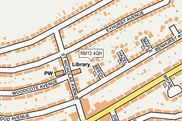 RM12 4QH map - OS OpenMap – Local (Ordnance Survey)