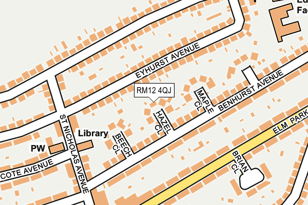 RM12 4QJ map - OS OpenMap – Local (Ordnance Survey)