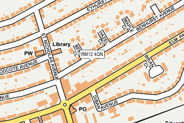 RM12 4QN map - OS OpenMap – Local (Ordnance Survey)