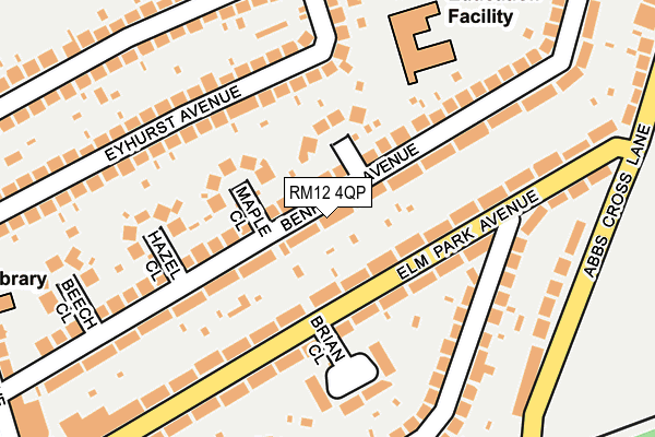 RM12 4QP map - OS OpenMap – Local (Ordnance Survey)