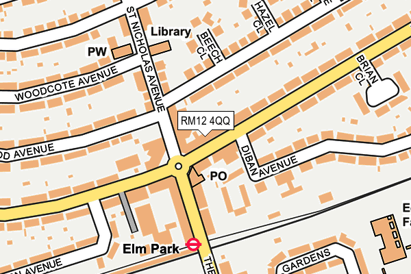 RM12 4QQ map - OS OpenMap – Local (Ordnance Survey)