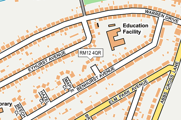 RM12 4QR map - OS OpenMap – Local (Ordnance Survey)