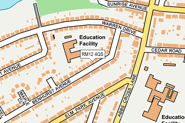 RM12 4QS map - OS OpenMap – Local (Ordnance Survey)