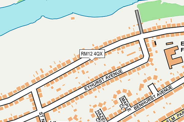 RM12 4QX map - OS OpenMap – Local (Ordnance Survey)