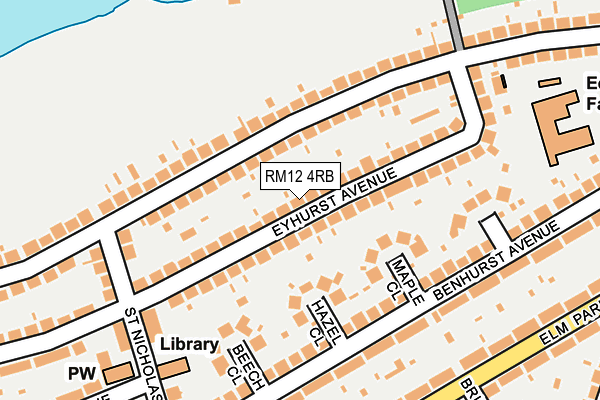 RM12 4RB map - OS OpenMap – Local (Ordnance Survey)