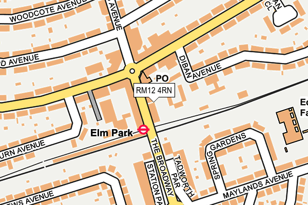 RM12 4RN map - OS OpenMap – Local (Ordnance Survey)
