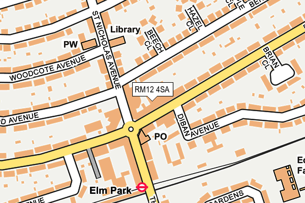 RM12 4SA map - OS OpenMap – Local (Ordnance Survey)