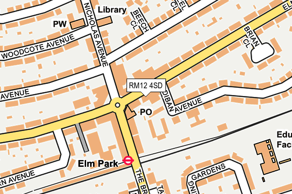 RM12 4SD map - OS OpenMap – Local (Ordnance Survey)