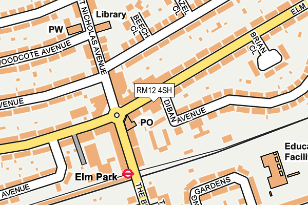 RM12 4SH map - OS OpenMap – Local (Ordnance Survey)