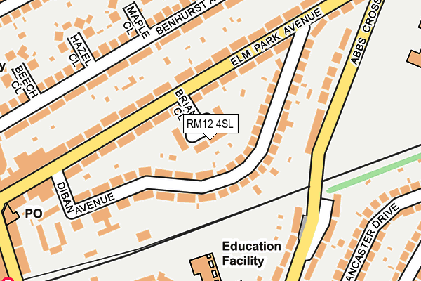 RM12 4SL map - OS OpenMap – Local (Ordnance Survey)