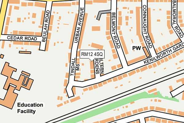 RM12 4SQ map - OS OpenMap – Local (Ordnance Survey)