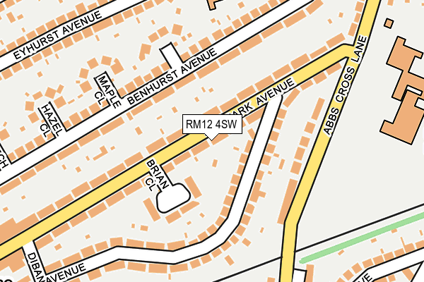 RM12 4SW map - OS OpenMap – Local (Ordnance Survey)