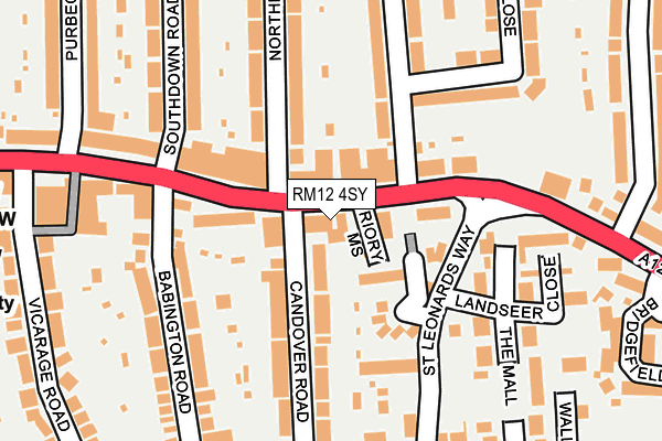 RM12 4SY map - OS OpenMap – Local (Ordnance Survey)