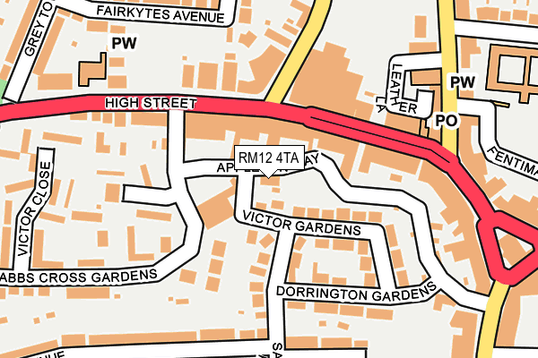 RM12 4TA map - OS OpenMap – Local (Ordnance Survey)