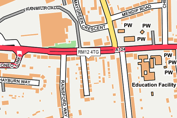 RM12 4TG map - OS OpenMap – Local (Ordnance Survey)