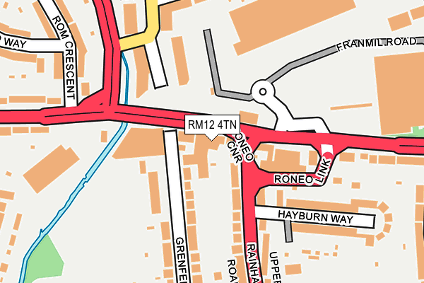 RM12 4TN map - OS OpenMap – Local (Ordnance Survey)
