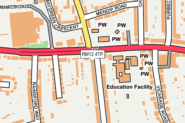 RM12 4TP map - OS OpenMap – Local (Ordnance Survey)