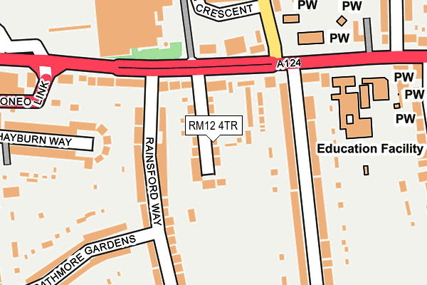 RM12 4TR map - OS OpenMap – Local (Ordnance Survey)
