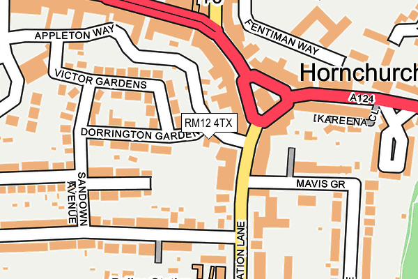 RM12 4TX map - OS OpenMap – Local (Ordnance Survey)