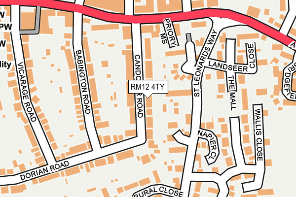 RM12 4TY map - OS OpenMap – Local (Ordnance Survey)