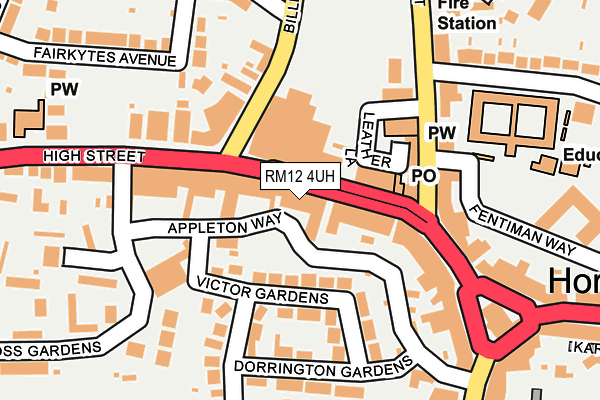RM12 4UH map - OS OpenMap – Local (Ordnance Survey)