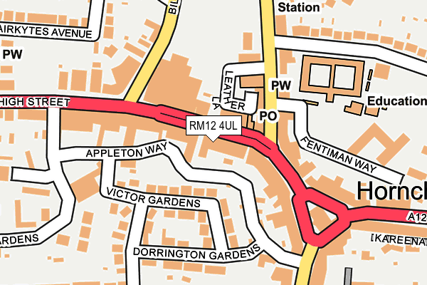 RM12 4UL map - OS OpenMap – Local (Ordnance Survey)