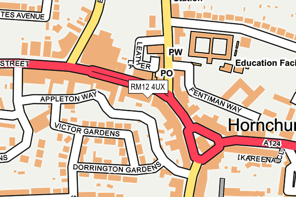 RM12 4UX map - OS OpenMap – Local (Ordnance Survey)