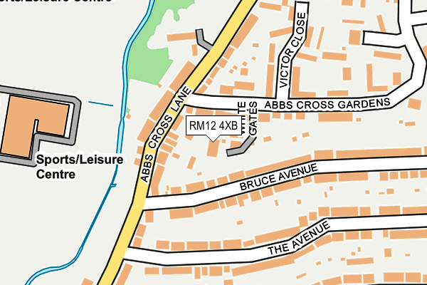 RM12 4XB map - OS OpenMap – Local (Ordnance Survey)
