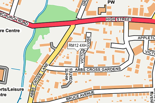 RM12 4XH map - OS OpenMap – Local (Ordnance Survey)