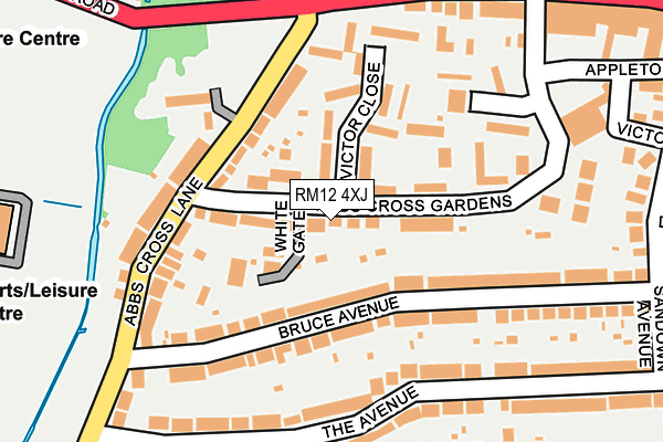 RM12 4XJ map - OS OpenMap – Local (Ordnance Survey)