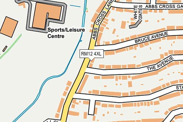 RM12 4XL map - OS OpenMap – Local (Ordnance Survey)
